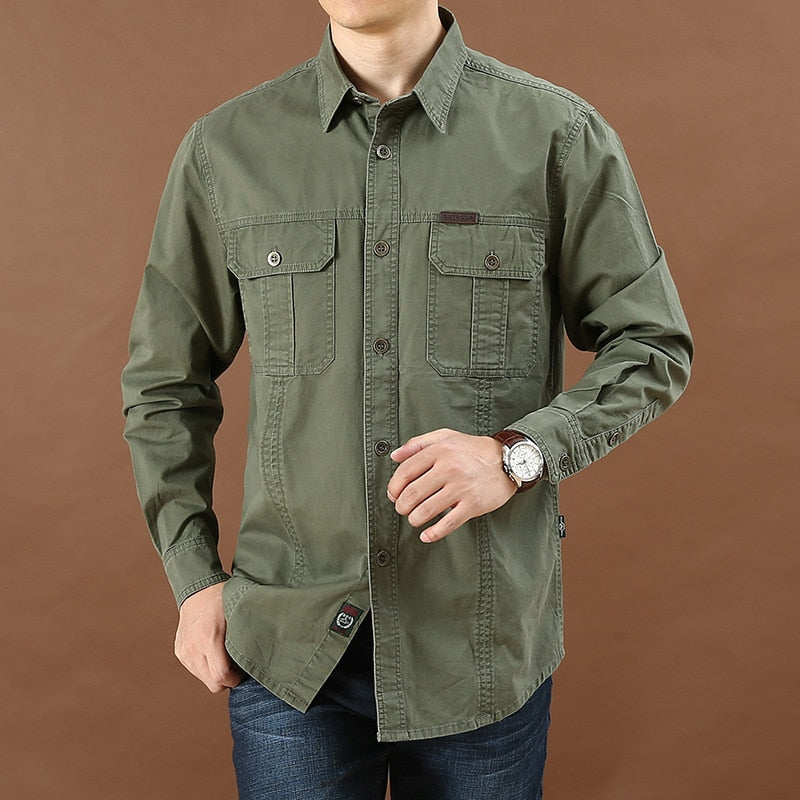 Camisa Social Militar + Relógio a Prova da Água [SUPER ELEGANTE]